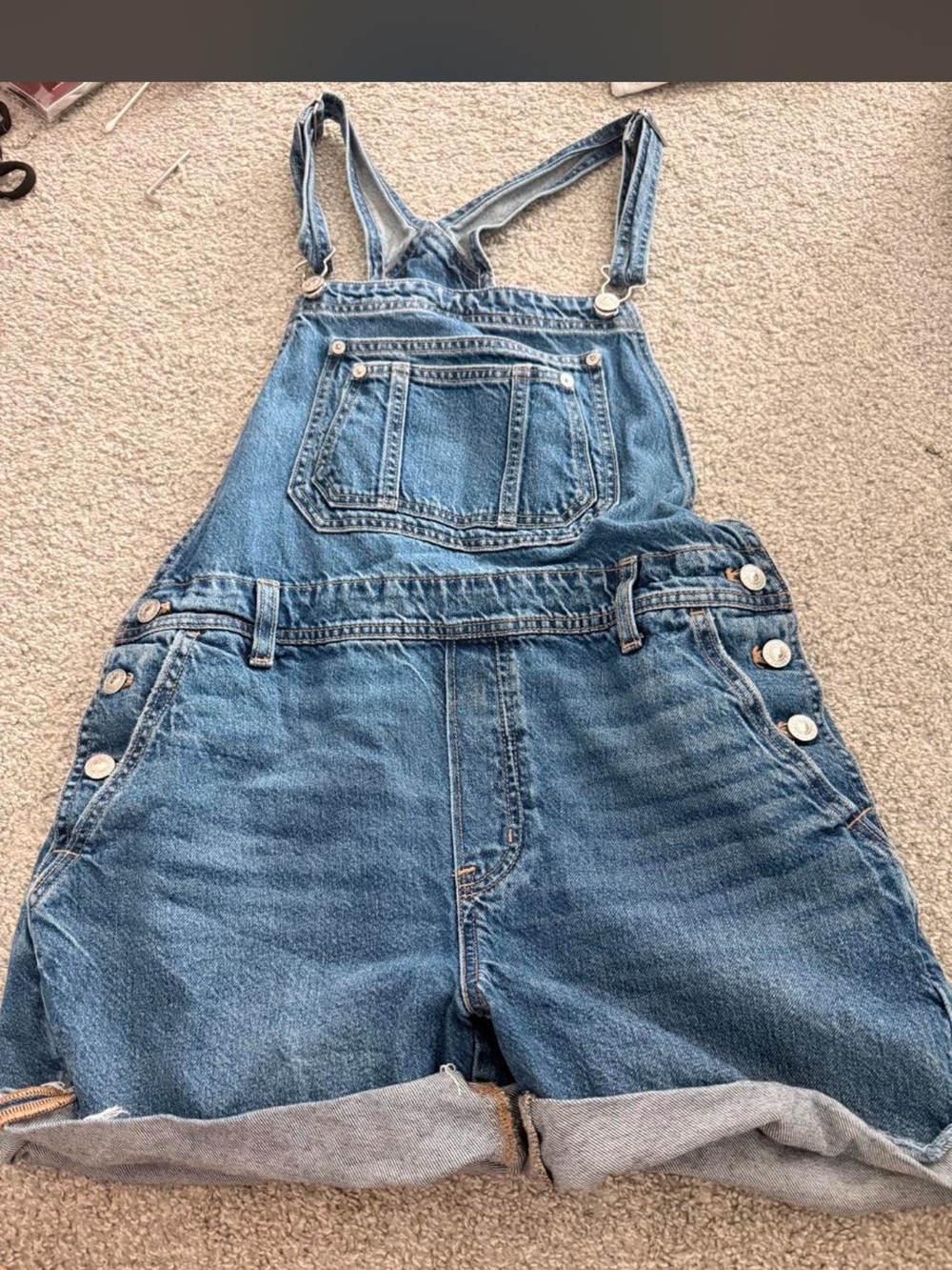 American Eagle Outfitters Blue Denim Short Overalls